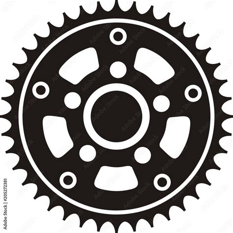 Black and White Bicycle Gear Clip Art Stock Vector | Adobe Stock