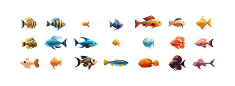 Fisch Icon Set Vektor Design Premium Vektor