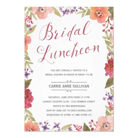 Floral Wreath | Bridal Shower Luncheon Invitation | Zazzle.com