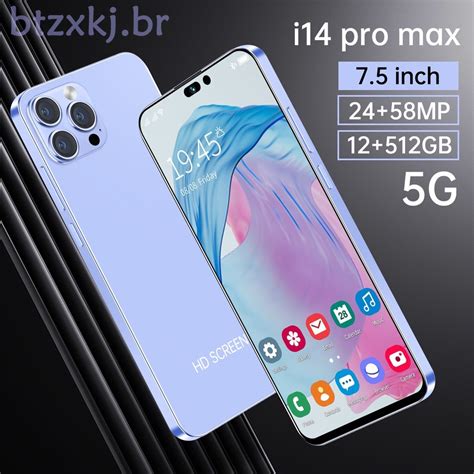 Btzxxkj br Versão Global i14pro max Nova Tela Grande De Chegada 7 5