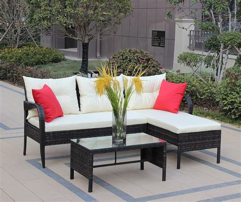 Amazon Voohek Pcs Outdoor Garden Furniture Rattan Sectional Sofa