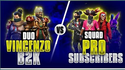 Vincenzo B K Vs Subscibers Clash Squad Free Fire Youtube