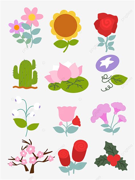 12 Png Picture Cartoon Illustration Decoration 12 Flowers Cartoon