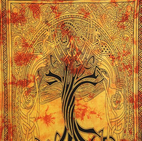 Celtic Tree Of Life Wall Hanging Cotton Tapestry Poster Indian Home