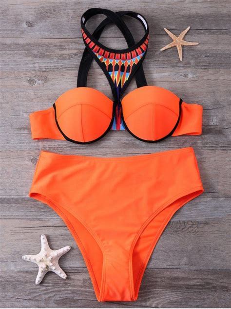 15 OFF 2021 Print Panel Push Up Bikini Set In JACINTH ZAFUL