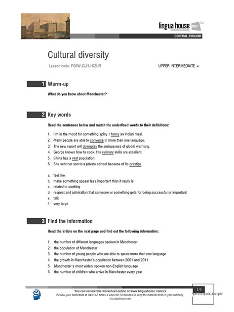 Cultural Diversity Pdf English Language Linguistics