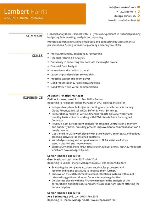 Assistant Finance Manager Resume Example In 2025 Resumekraft