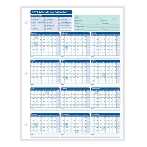 2024 Attendance Calendar Free | Printable Calendar 2024