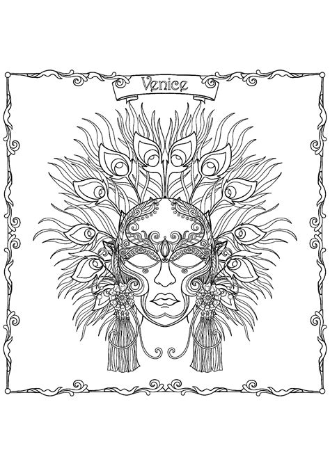 Masque du Carnaval de Venise Coloriages de Carnaval à imprimer pour