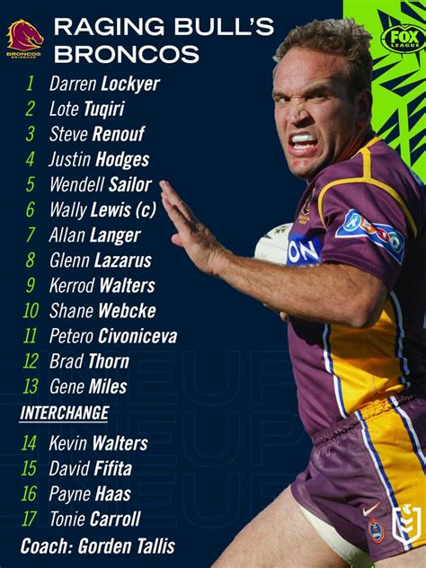 Nrl 2020 Gorden Tallis Brisbane Broncos Best All Time Team Wayne