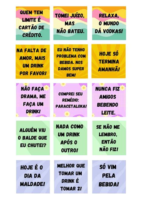 Tags para drinks PDF para imprimir em PDF grátis Artesanato Passo a