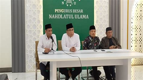 Ketua Umum Pbnu Kh Yahya Cholil Staquf Didampingi Pengurus Pada Jumpa