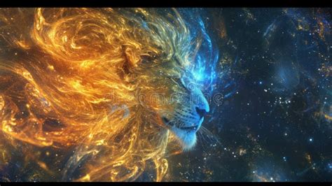 Abstract Leo Zodiac Image In The Golden Splendor Of A Cosmic Nebula