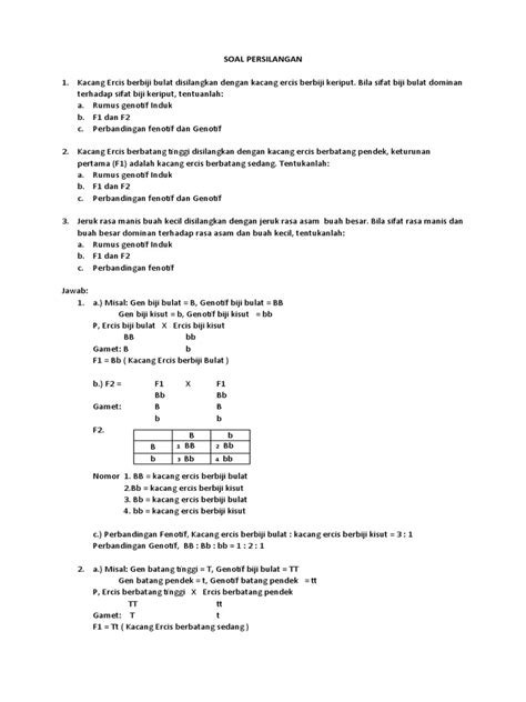 Latihan Soal Persilangan Pdf