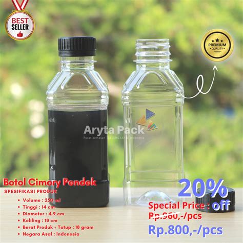 Jual Botol Plastik PET 250ml Cimori Cimory Pendek Minuman Mineral Jus