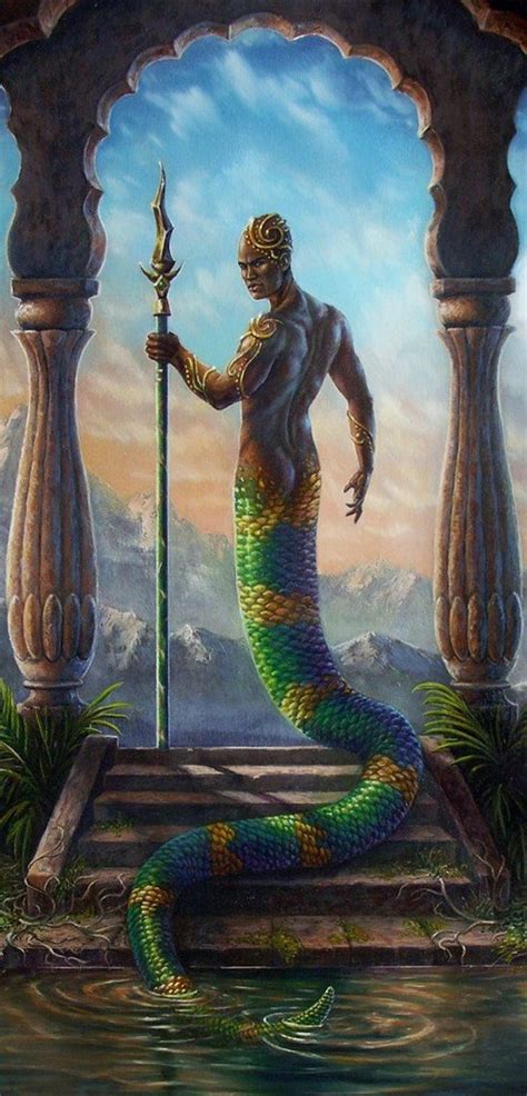 Fantasy Art Print African Ethinic Temple Snake Naga Merman - Etsy