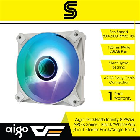 Aigo DarkFlash Infinity 8 PWM ARGB Series Black White Pink 3 In 1