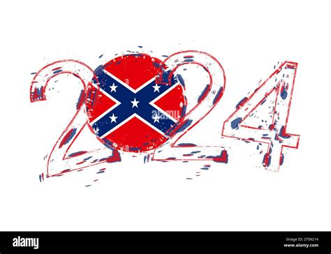 Year In Grunge Style With Flag Of Confederate Holiday Grunge