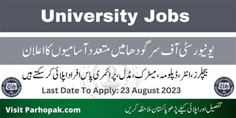 University Of Sargodha Uos Jobs August 2023 Latest University Jobs