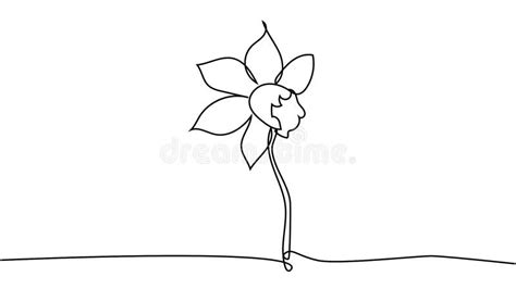 One Single Line Drawing Of Beauty Fresh Narcissus For Garden Logo