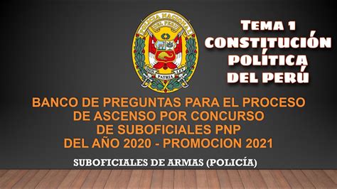 Examen De Ascenso Pnp Suboficiales De Armas Constituci N