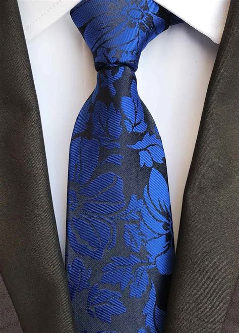 Unique Pattern 8cm Men Woven Ties Royal Blue Floral Paisley Necktie For