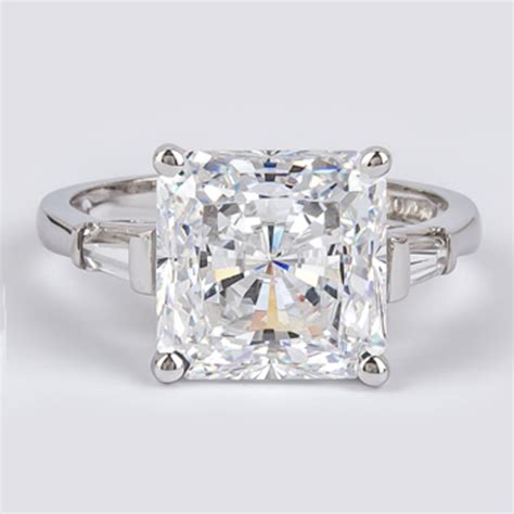 Princess Cut Cubic Zirconia Baguette Solitaire Engagement Ring