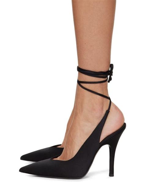 The Attico Black Venus Slingback Heels Lyst