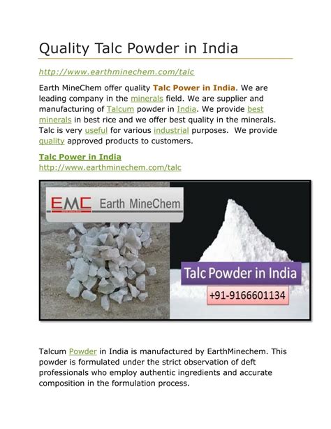 Ppt Quality Talc Powder In India Powerpoint Presentation Free