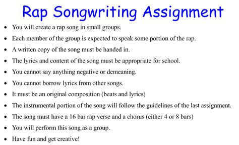 Writing A Rap Song Template