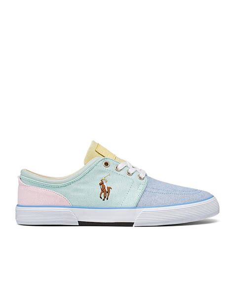 Polo Ralph Lauren Faxon Pastel Block Sneakers In Blue For Men Lyst