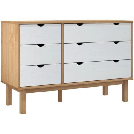 Commode OTTA Marron Et Blanc 111x43x73 5 Cm Bois De Pin Massif VidaXL