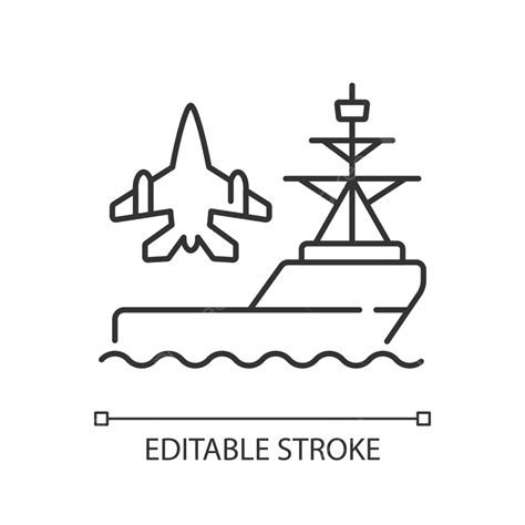 Aircraft Carrier Linear Icon Naval War Plane Vector Naval War Plane