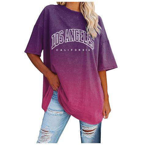 Ojsfqufp Summer Blouses For Women Hot Pink Women Half Sleeve Oversized T Shirt Casual Summer