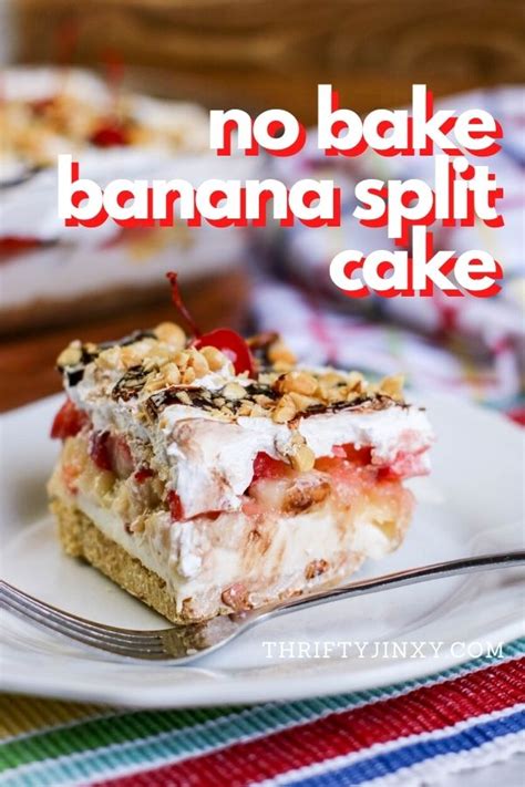 Easy No Bake Banana Split Cake Recipe Thrifty Jinxy