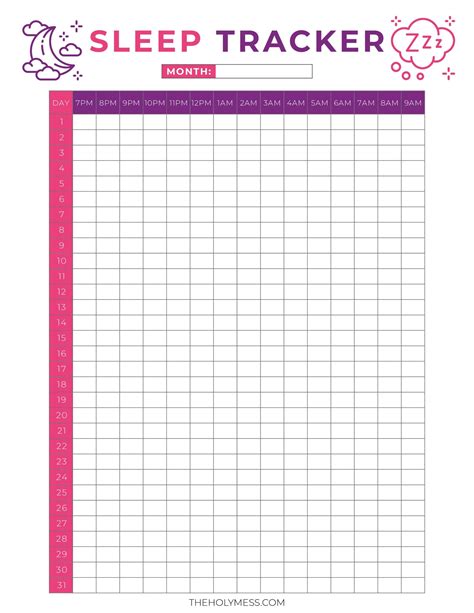 Free Printable Sleep Tracker For Healthy Living The Holy Mess