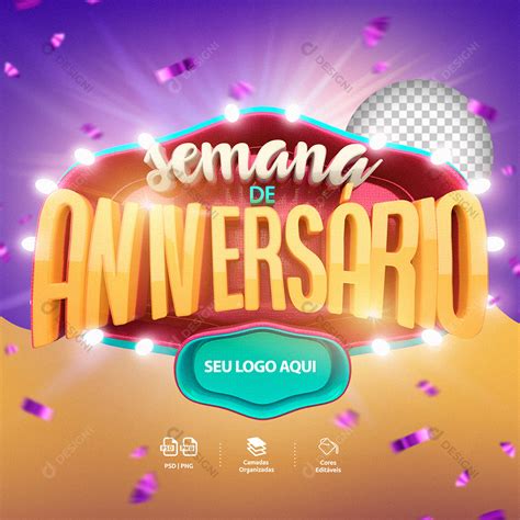 Semana Do Aniversário Selo 3d Para Composição Psd Download Designi