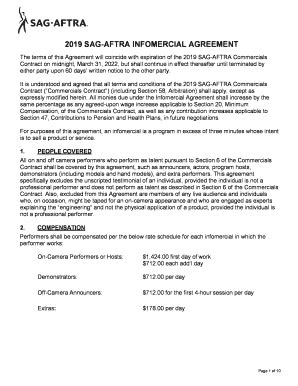 Fillable Online Sag Aftra Infomercial Agreement Fax Email Print