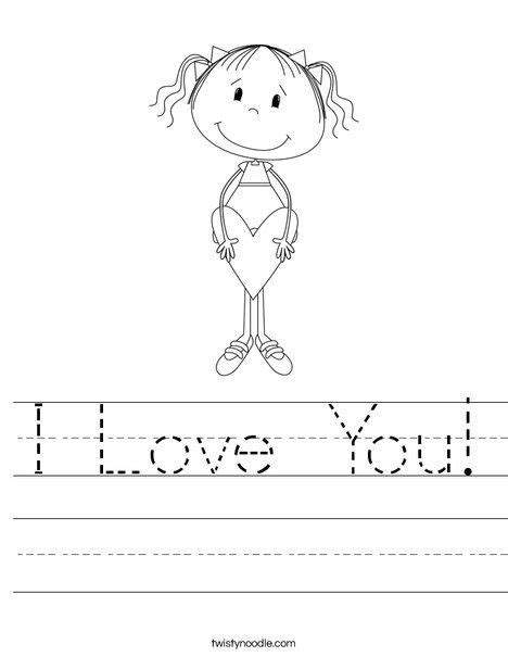 I Love You Worksheet Twisty Noodle Heart Coloring Pages Coloring