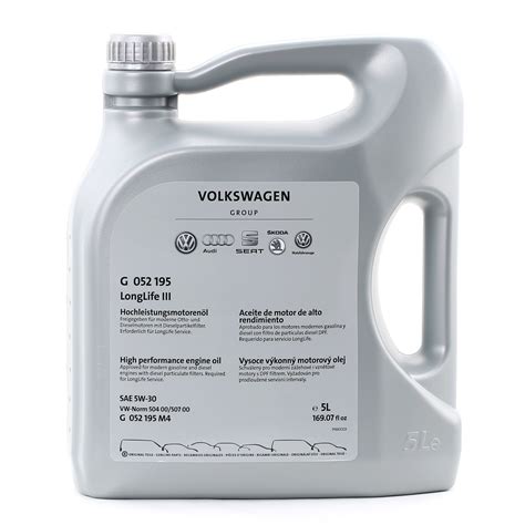 VAG LongLife III G052195M4 Motoröl 5W-30, Inhalt: 5l, Synthetiköl