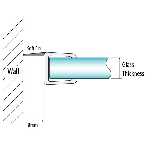 H Jamb Seal - 6mm Glass - 8mm Soft Fin