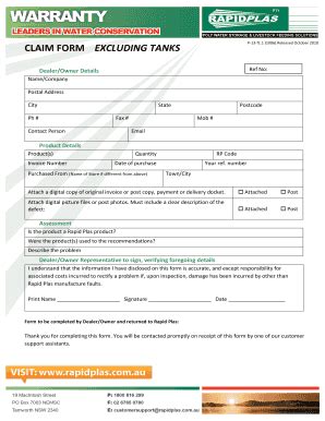 Fillable Online Claim Form Excluding Tanks P F Released