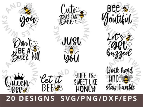 Bee Svg Bundle Honey Bee Svg Bee Sayings Svg Png Dxf Etsy Uk