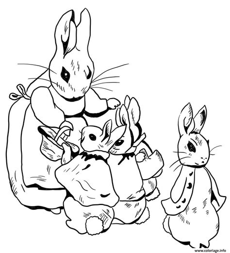 Coloriage La Famille De Pierre Lapin Se Prepare Pour Une Marche