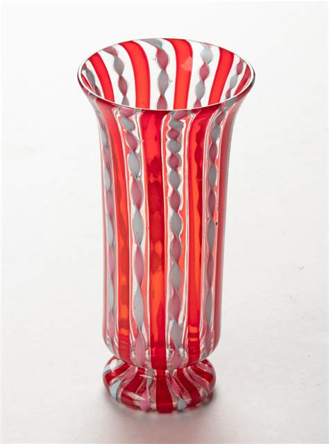 Mid Century Modern Murano Glass Vase With Ribbons And Swirls At 1stdibs