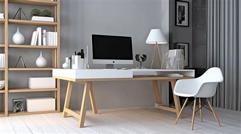 Office Desk Modern With A And Light Shelving Backgrounds | JPG Free ...