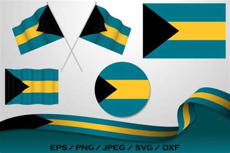 Set Of Bahamas Flags In Different Design Graphic By Terrabismail