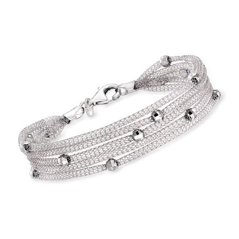 Italian Sterling Silver Multi Strand Mesh Bracelet Ross Simons