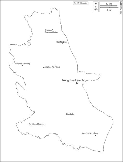 Nong Bua Lamphu Mapa Livre Mapa Em Branco Livre Mapa Livre Do Esbo O