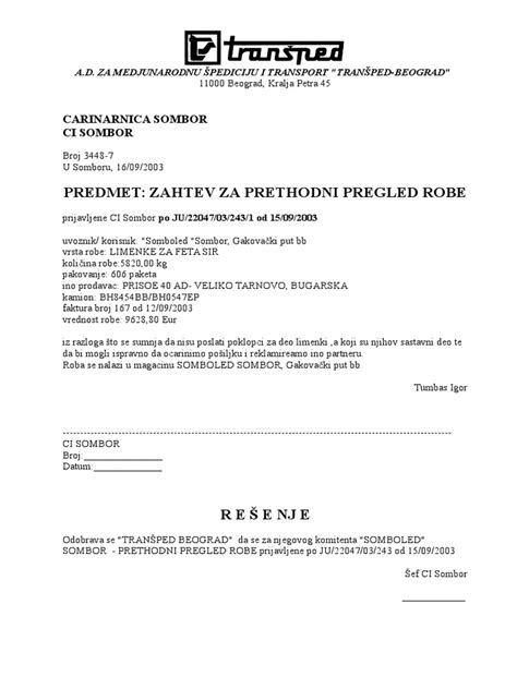 Zahtev Za Prethodni Pregled Stari Pdf